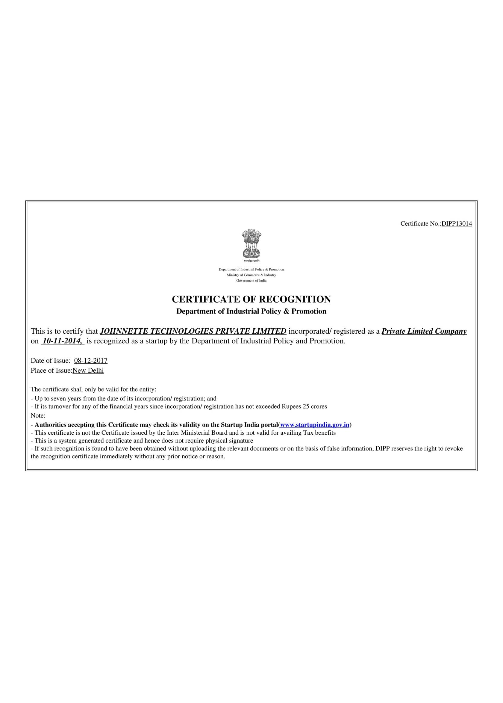 Certificate 1